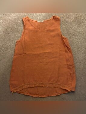 Francesca Bettini Lightweight Orange Sleeveless Linen Top size small